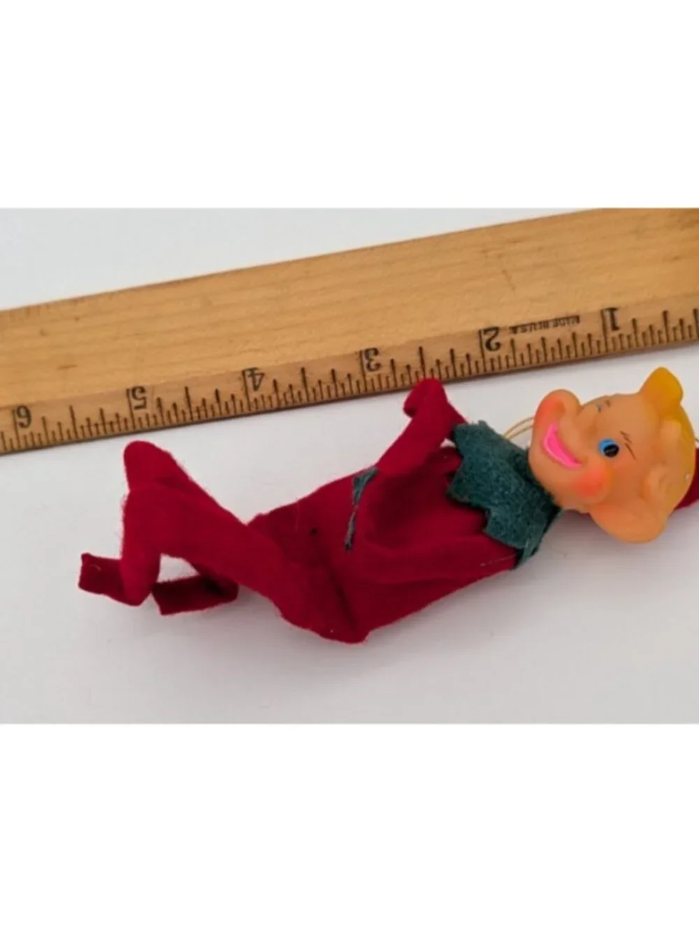 Vintage Japan Pixie Elf Knee Hugger Felt Ornament Christmas MCM 4.5